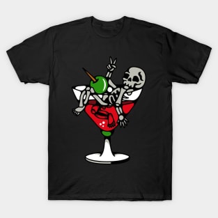 Skeleton in martini glass T-Shirt